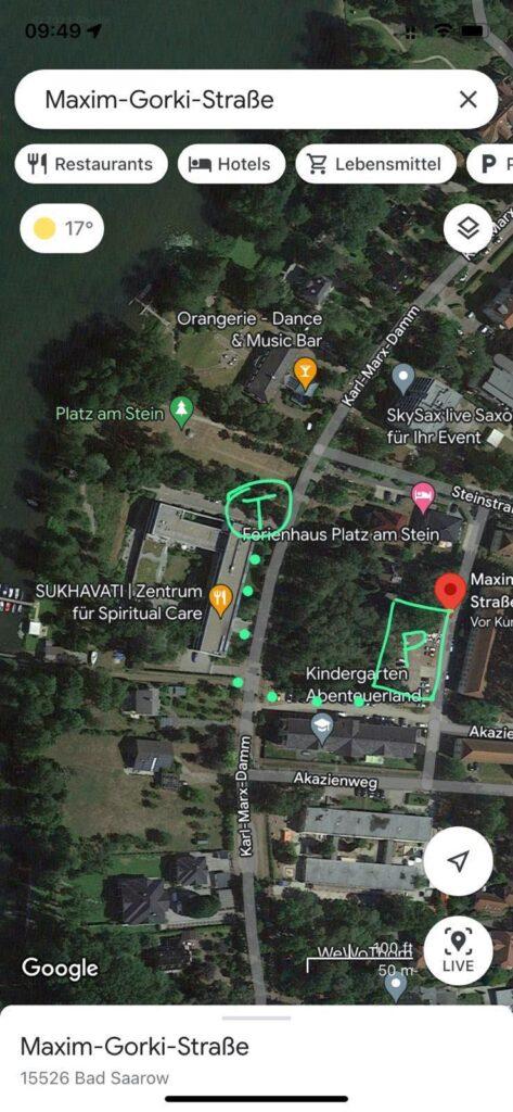 Kostenfrei Parken am Sukhavati kann man in der Maxim-Gorki-Strasse